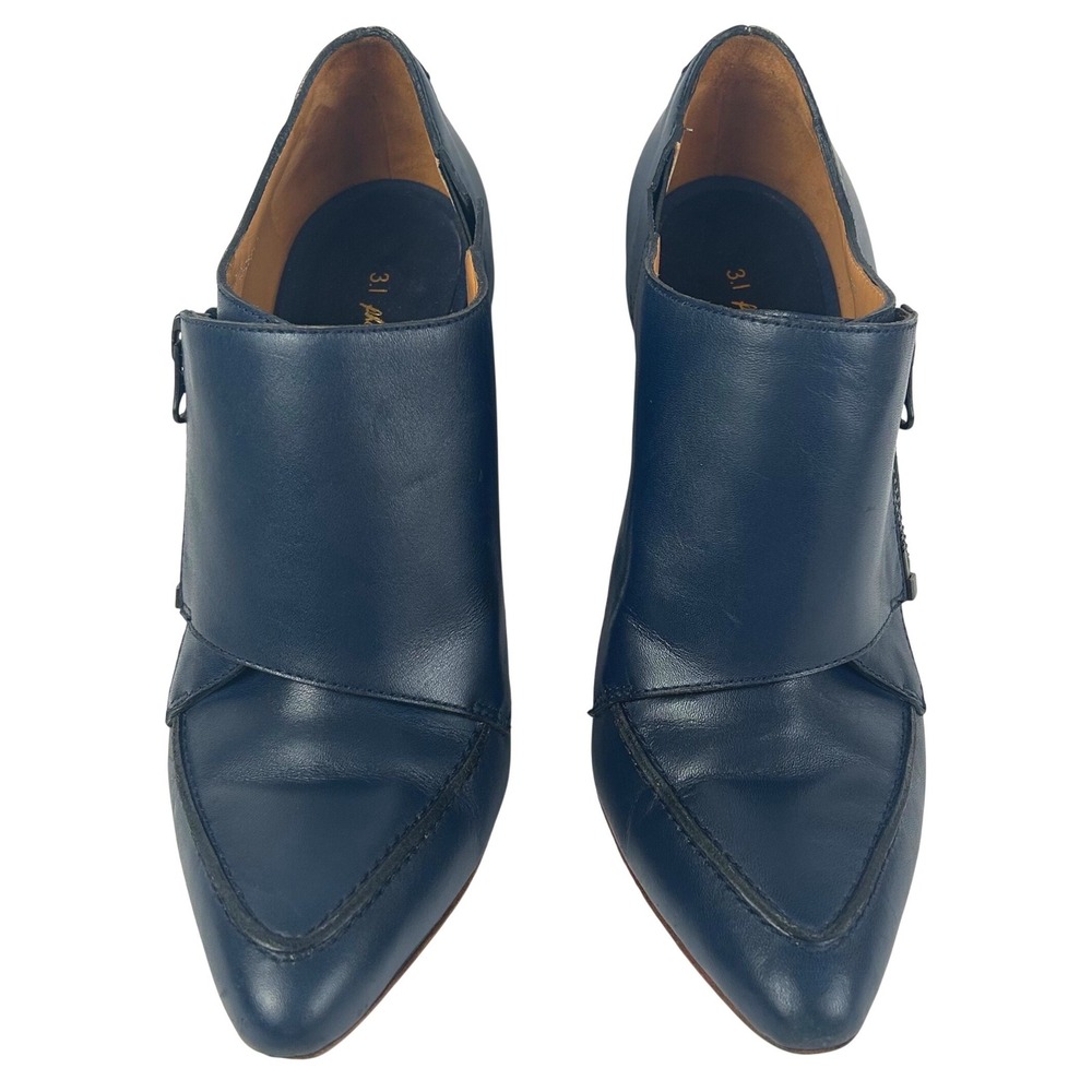 3.1 Phillip Lim Delia Navy Blue Leather Heel Ankle Boots Made In Italy Size 38‎ - Picture 3 of 8